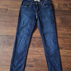 Womens Levi's 711 Mid Rise Stretch Skinny Denim Jeans.  Dark Wash Size 7 25x30